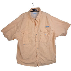 Columbia PFG Mens Vented Fishing Shirt Orange Short Sleeve Size XL Fish Fishing